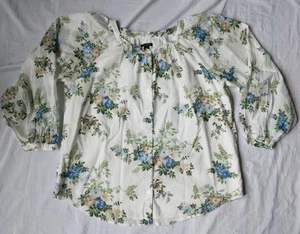 Ann Taylor Factory Floral Blouse Cottagecore Boho Peasant Womens Small  - Picture 1 of 9