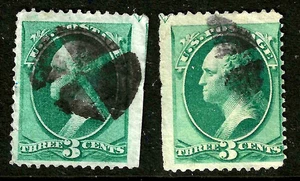 GUÍAS DE FLECHAS UR & UL Fancy Cancelar Billete Washington de 3 centavos 1871-83 EE. UU. 86F13 - Imagen 1 de 3