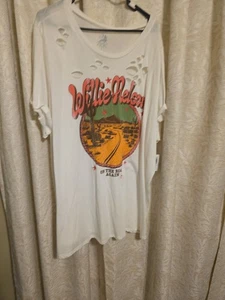 TORRID WILLIE NELSON Destructed Embroidered Stars Top Shirt Size 4 - Bild 1 von 13