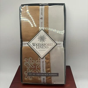 Waterford Linens 21”x21” Reversible 4 Napkins “Holiday Medallion”Embellished NOS - Picture 1 of 6