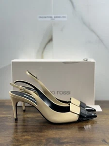 Sergio Rossi Slingback Donna Pelle Nero Skin Luxury Sergio Rossi Woman Shoe 39 - Imagen 1 de 7