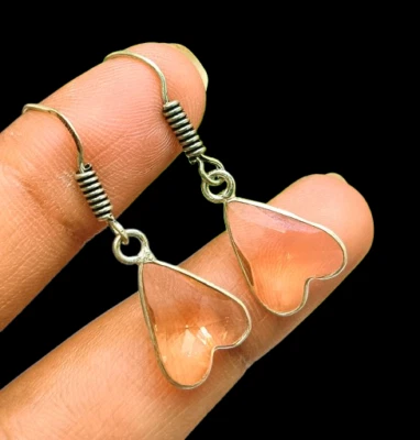 Bonito Pendiente Corazón Boho Chapado en Plata de Ley 925 Topacio Naranja Joyería de Moda Foto 1 de 4