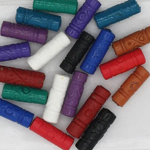 Peruanischer Perlen Mix Opak Glasiert Röhrchen Satte Farben 10 Paar (20 Perlen) 14 mm - Bild 1 von 2