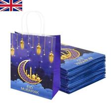10pcs Ramadan Kraft Paper Bag Muslim Eid Mubarak Golden Tote Bags Gift Packages