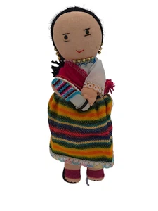 Muñeca de trapo de tela hecha a mano arte popular peruano Perú 6" - Imagen 1 de 5