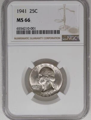 Washington Quarter 1941 MS 66 NGC Foto 1 de 3