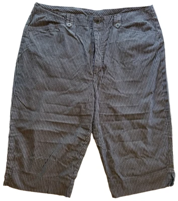 White Stag Stretch dark gray crop pants with white pinstriping, size 16 - Image 1 of 4