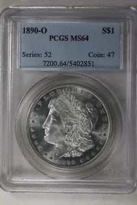 Dólar de plata Morgan 1890-O 1,00 PCGS MS64, dólar Miss Liberty Head - Imagen 1 de 2