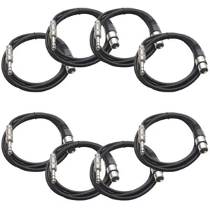 Seismic Audio SEISMIC (8) Black 1/4" TRS - XLR Female 6' Patch Cables - Picture 1 of 4