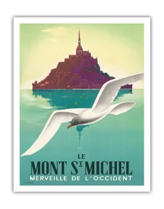 Le Mont St Michel Normandy France - Vintage Travel Poster by Pierre Fix-Masseau - Picture 1 of 25