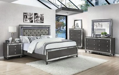 NEW Black LED Queen King 5PC Bedroom Set Modern Contemporary Furniture B/D/M/N/C - Image 1 of 4