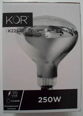 KOR 250W 120V Infrared Heat Lamp Clear R40 E26 Medium Base - Combo Ship - Image 1 of 2