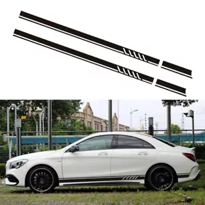 Calcomanía adhesiva de vinilo a rayas de carreras de faldón lateral negro para Mercedes Clase A B C C43 - Imagen 1 de 6