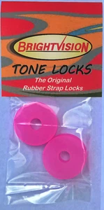 Four TRANSLUCENT HOT PINK Rubber Guitar Strap Locks - Classic and Reliable - Picture 1 of 6