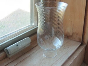 Vintage Swirl Clear Hurricane Candle Lamp Shade Chimney Glass 2" x 7 1/2" Globe  - Picture 1 of 6