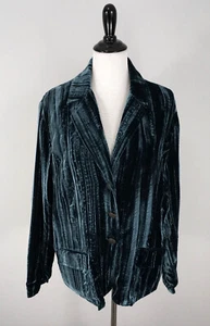 New Chicos Blue Velvet Boswell Blazer Jacket Silk Blend Coat Size 3 XL US 16 - Picture 1 of 6