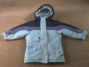 Columbia Youth 4/5 Hooded Full Zip Winter Jacket Blue Colorblock Removable Hood - Picture 1 of 16