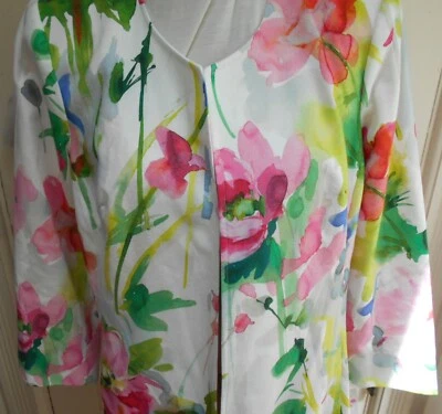 CHAQUETA FLORAL por 3 HERMANAS--Talla L ~PARECE PINTADA A MANO-FESTIVA Y ELEGANTE Foto 1 de 4