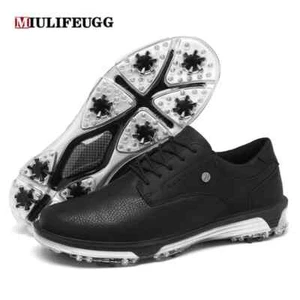 Men's Waterproof Golf Shoes Golf Sports Sneakers Outdoor Walking Footwear Black - Picture 1 of 28