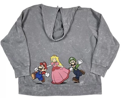 Sudadera con Capucha Nintendo Super Mario Sapo Gris Lavado Ácido Sapo Unisex L Estampada Delantera Trasera Foto 1 de 4