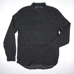 Quiksilver Shirt Mens Size M Black Long Sleeve Polka Dot Pattern Shirt - Picture 1 of 14