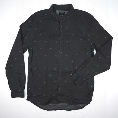 Quiksilver Shirt Mens Size M Black Long Sleeve Polka Dot Pattern Shirt - Image 1 of 4