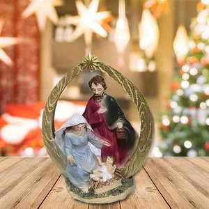 Christmas Holy Manger Nativity Figurine Xmas Home Decor Handmade 6.1x7.5inch - Picture 1 of 7