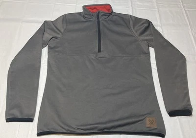 Pulôver masculino Vortex Optics 1/4 zíper grande cinza couro logotipo elástico - Imagem 1 de 4