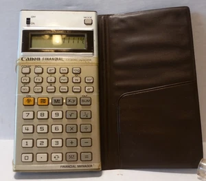 Canon Financial Manager calcolatrice vintage con custodia marrone morbida - Foto 1 di 4