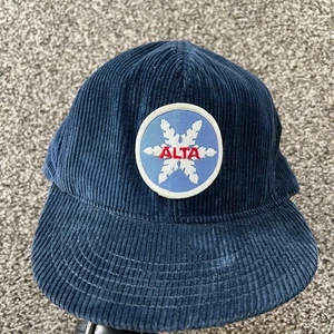 Vintage ALTA Utah Ski Resort Corduroy Adjustable Hat Blue Cap Made in USA - Picture 1 of 5