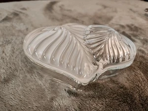 Mikasa Double Heart Glass Covered Dish Satin Clear  - Picture 1 of 5