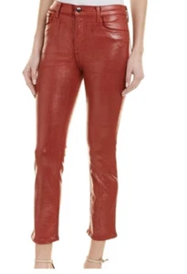 NWT J Brand Ruby High Rise Crop Cigarette Jeans Women’s 26 Pants Red Coated - Picture 1 of 11