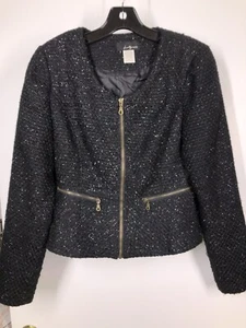 Tweed Jacket Sparkle Peplum Size Medium Twenty One 21 - Picture 1 of 7