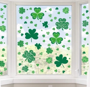 St Patricks Day Window Clings Shamrock Window Stickers for St Patricks Day Decor - Picture 1 of 7