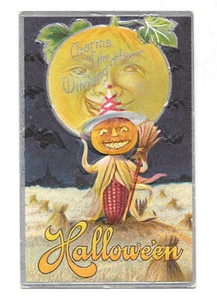 VINTAGE HALLOWEEN POSTCARD 1910 CHARMS WITCHING HOUR - Picture 1 of 2