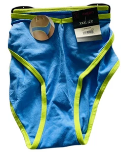 Mutandine sfacciate nuove con etichette cotone senza bordi taglia XXXL blu con finiture verdi. - Foto 1 di 4