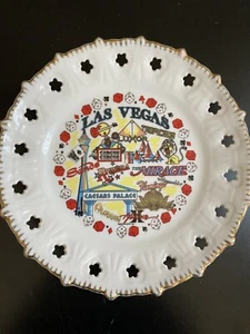 Vintage Las Vegas Souvenir Teller, berühmte Hotels und Würfel, goldbesetzt - Bild 1 von 8