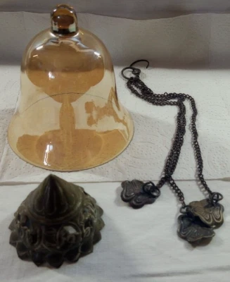 ancien éteignoir en VERRE et laiton clochette mouchette bougie chandelier rare - Photo 1/4