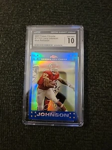 2007 Topps Chrome Football Larry Johnson #TC123 Blue Refractor CGC 10 GS245 - Picture 1 of 2