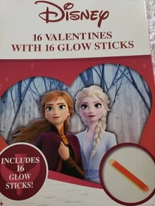 Nuevo Disney Frozen San Valentines Kit 16 Tarjetas de San Valentín + 16 Palos de Resplandor Frozen 2 - Imagen 1 de 6