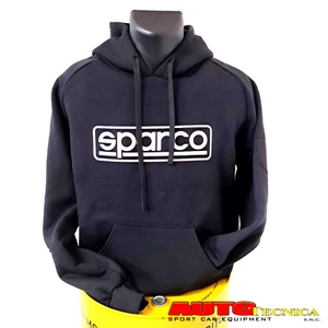 FELPA CON CAPPUCCIO SPARCO MODELLO FRAME COLORE TINTA UNITA NERA TAGLIA M L XL - Picture 1 of 4