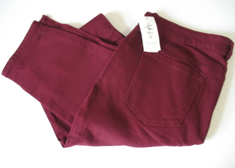 Pantalones de mezclilla ajustados Style&Co. para mujer con control de barriga de colores vino escarlata talla 16-NUEVOS CON ETIQUETAS Foto 1 de 1