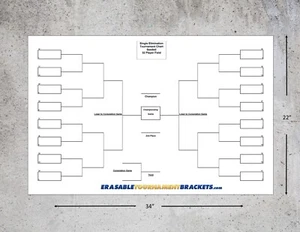 32 PLAYER SINGLE ELIMINATION TOURNAMENT BRACKET CHART - SEEDED +PEN - 22 x 34 - Picture 1 of 5