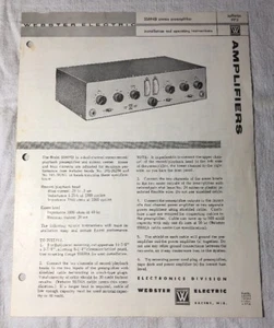 WEBSTER ELECTRIC SS694B STEREO PREAMPLIFIER ORIGINAL INSTRUCTIONS MJ785 - Picture 1 of 3