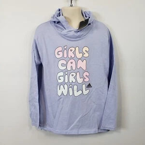 NEW ~ Adidas Girls Youth Shirt Size 6 Long Sleeve Hooded Lightweight Casual /A14 - Picture 1 of 6