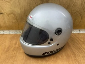 Vintage 1980's BELL STAR Motorcycle Helmet Silver Full Face Size 7 3/8 Moto Used - Picture 1 of 9