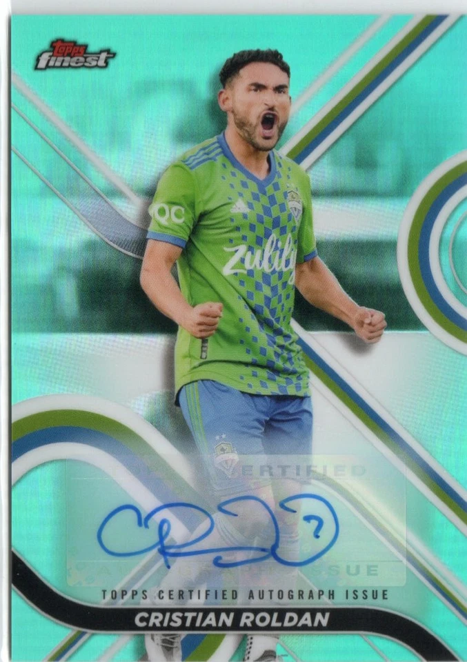 2022 Topps Finest MLS Autograph Auto Aqua Refractor #27 Cristian Roldan #30/75 - Image 1 of 1