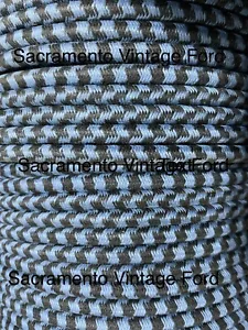 7MM Spark Plug Ignition Wire Copper Core Cloth Covered Blue Black Hot Rod 8FT - Picture 1 of 1