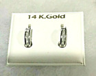 New 14K White Gold Baby Huggie SECURE Earrings w/Dia