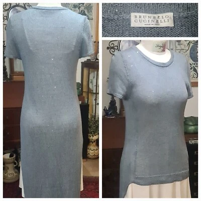 Brunello Cucinelli Short Sleeves Top Tunic Wool w Sequins SZ. XL~Never been used — 第 1/4 张图片